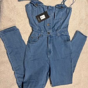NWT Fashion Nova Loren Denim jumpsuit size small